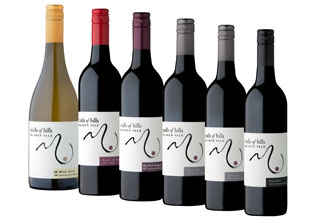 Bottles of Wild Child Chardonnay, Grenache Mourvedre Shiraz, 2 x Darkside and 2 x Maritime